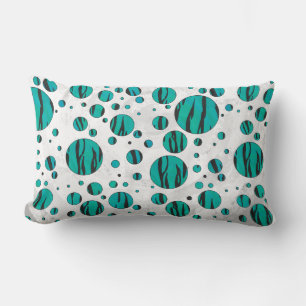 Coussin Rectangle Polka Dot Tiger noir et Turquoise