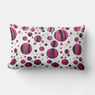 Coussin Rectangle Polka Dot Tiger rose chaud et noir