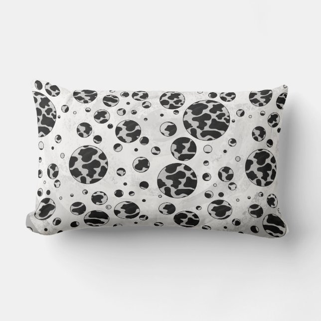 Coussin Rectangle Polka Dot Vache noir et blanc (Recto)