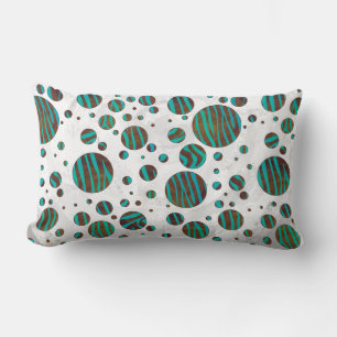 Coussin Rectangle Polka Dot Zebra Brown et Turquoise