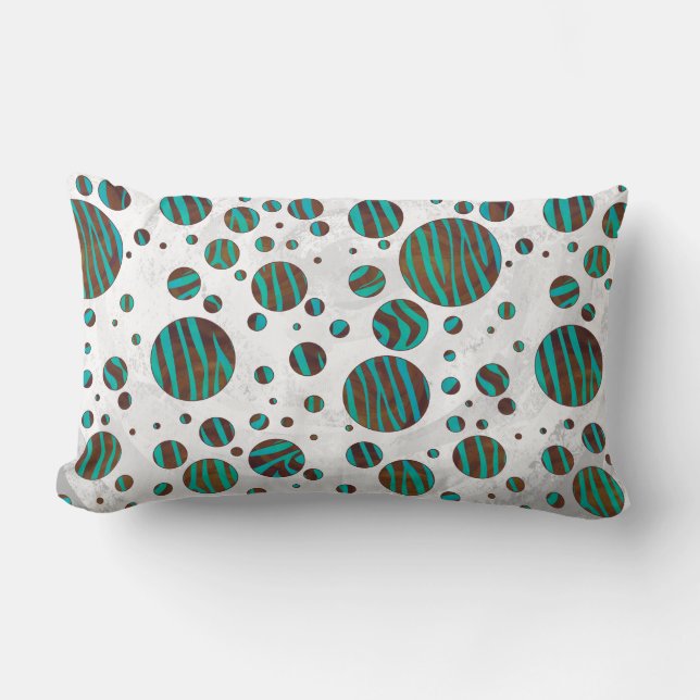 Coussin Rectangle Polka Dot Zebra Brown et Turquoise (Recto)