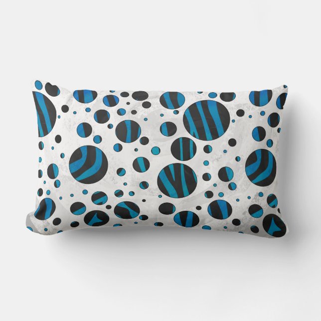 Coussin Rectangle Polka Dot Zebra Motif noir et bleu (Recto)