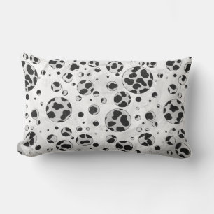 Coussin Rectangle Polka en Dalmatie noir et blanc