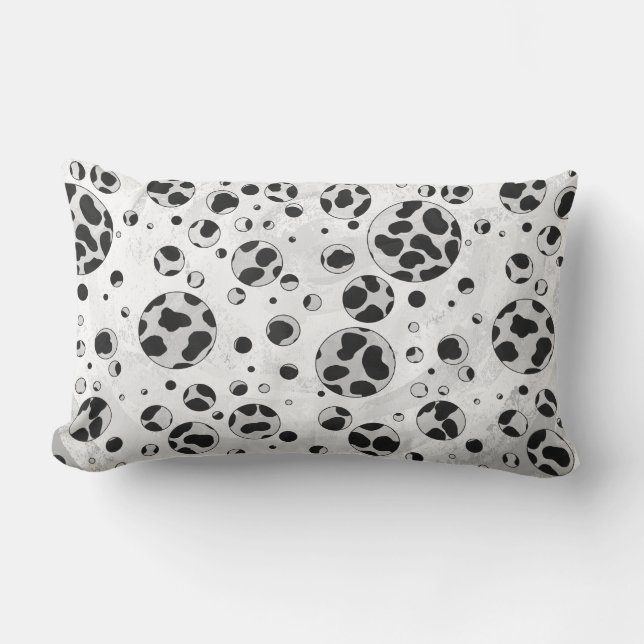 Coussin Rectangle Polka en Dalmatie noir et blanc (Recto)