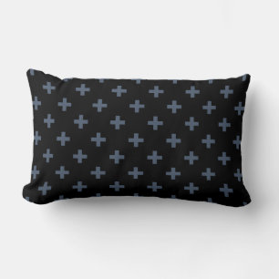 Coussin Rectangle Polka gris-bleu croise sur noir