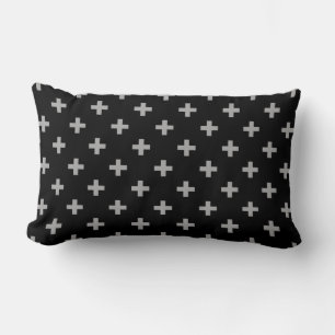 Coussin Rectangle Polka gris croise sur noir