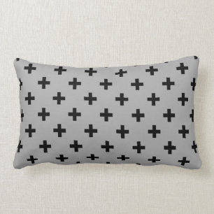 Coussin Rectangle Polka noire croise sur gris