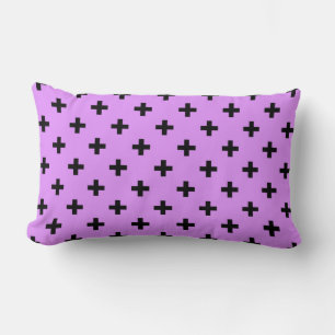 Coussin Rectangle Polka noire croise sur lilas