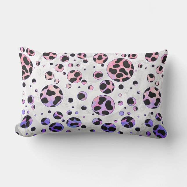 Coussin Rectangle Polka noire et rose de Dalmatie Imprimer (Recto)