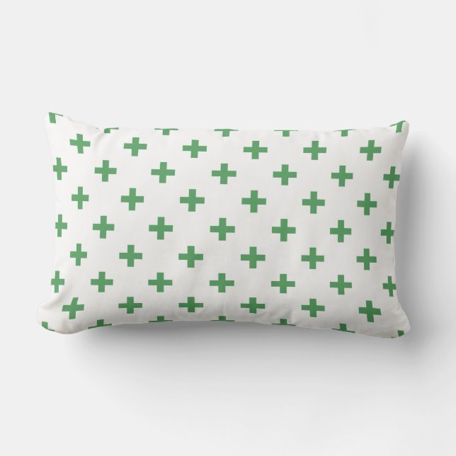 Coussin Rectangle Polka verte croise sur blanc (Recto)