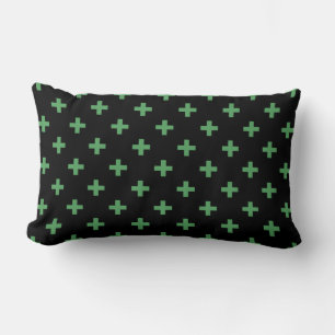Coussin Rectangle Polka verte croise sur noir