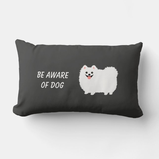 Coussin Rectangle Pomeranian blanc pelucheux mignon - rendez-vous (Recto)