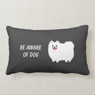 Coussin Rectangle Pomeranian blanc pelucheux mignon - rendez-vous