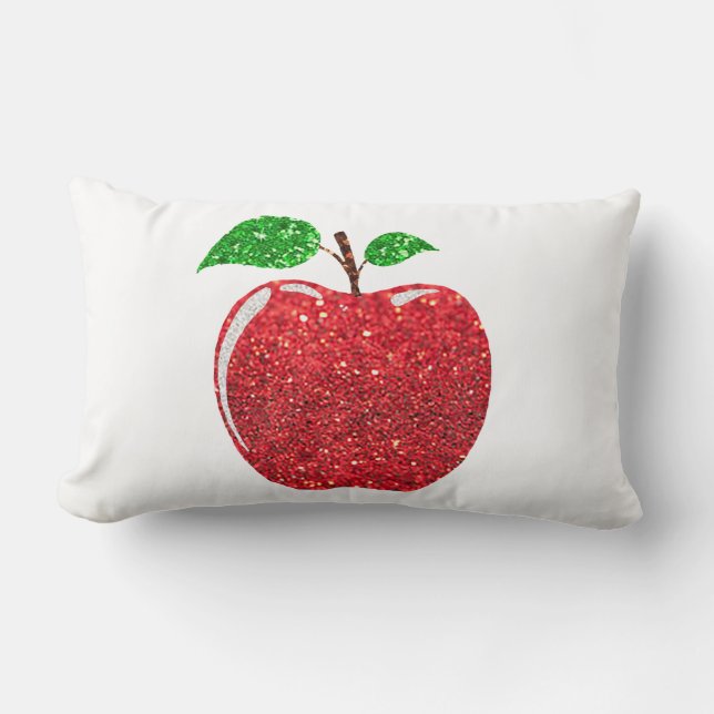 Coussin Rectangle Pomme Faux Parties scintillant rouge (Recto)