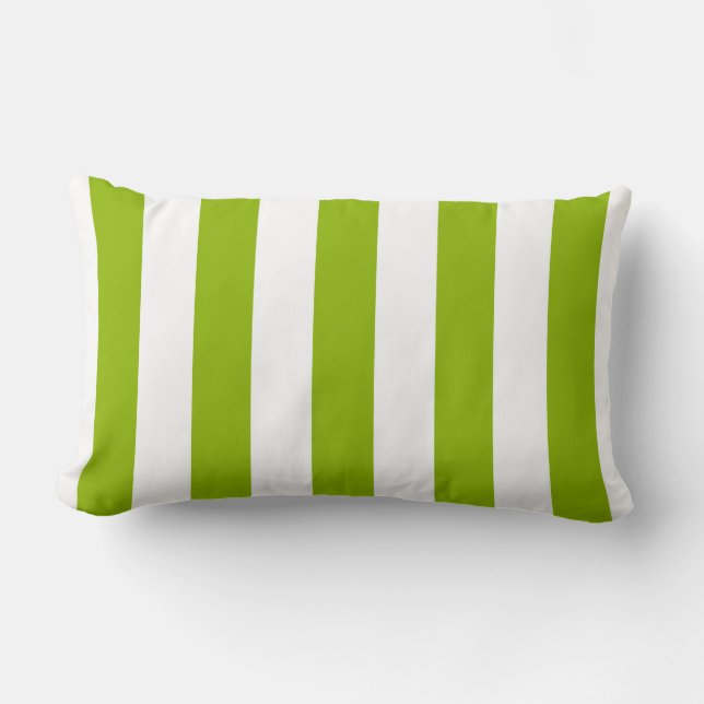 Coussin Rectangle Pomme Vert Blanc XL Motif Rayures (Recto)