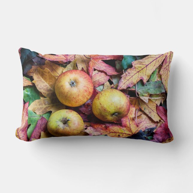 Coussin Rectangle Pommes et feuilles d'automne (Recto)