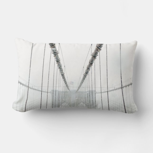 Coussin Rectangle Pont de Brooklyn noir et blanc (Recto)