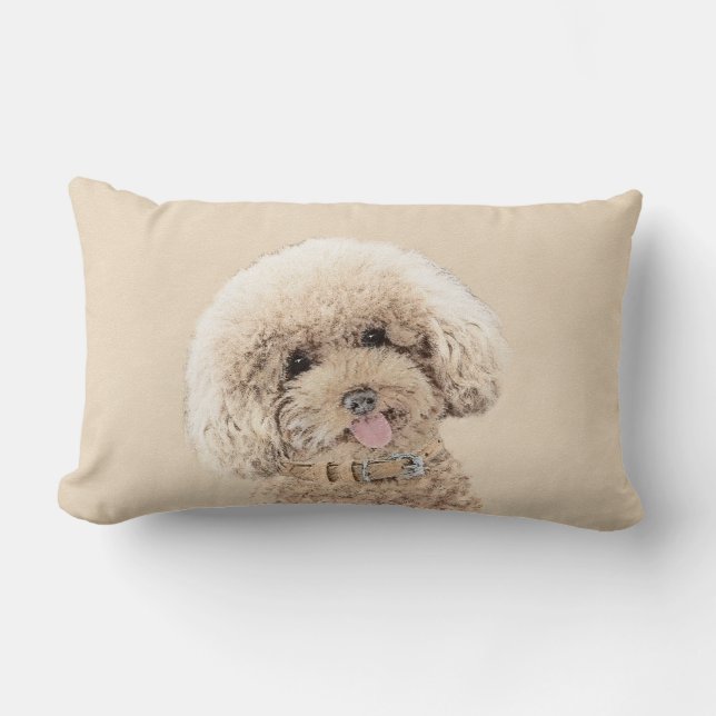 Coussin Rectangle Poodle Miniature Toy Apricot Crème Chien Brown Art (Recto)