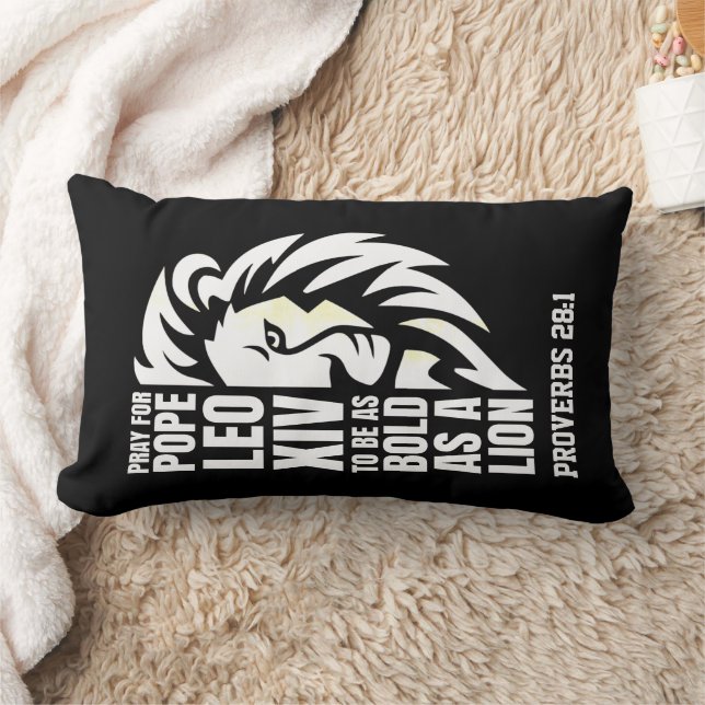 Coussin Rectangle POPE LEO XIV Gras Lion Prière catholique (Couverture)