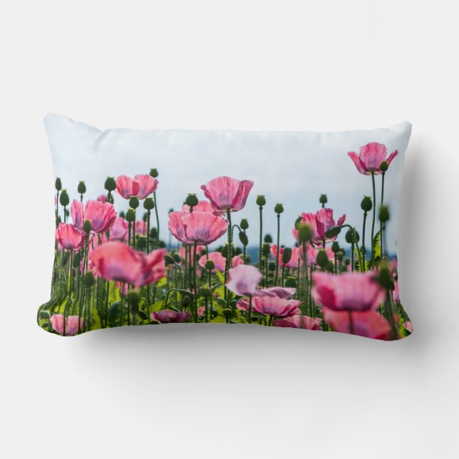 Coussin Rectangle Poppies roses (Recto)