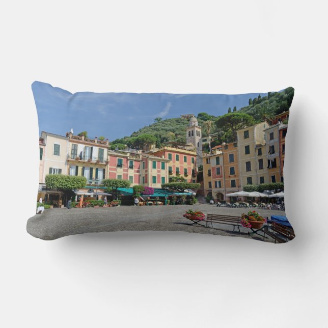 Coussin Rectangle Portofino, Italie. Carré du village de Portofino P (Recto)