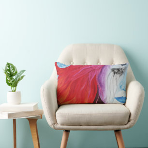 Coussin Rectangle Portrait artistique surréaliste d'une femme arc-en