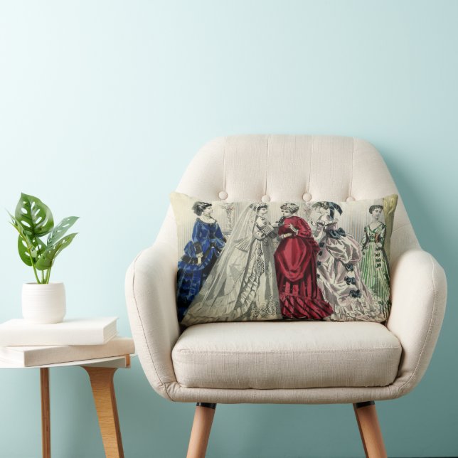 Coussin Rectangle Portrait de mariage victorien antique de la mariée (Chaise)