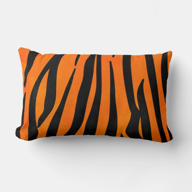 Coussin Rectangle Poster de animal de bandes de tigres noirs orange  (Recto)