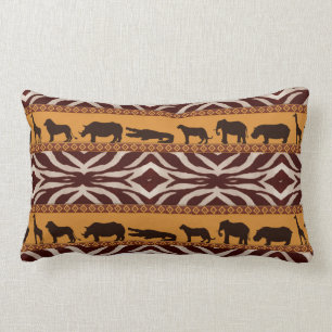 Coussin Rectangle Poster de animal de modèle tribal africain du zèbr