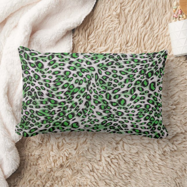 Coussin Rectangle Poster de animal Leopard Vert élégant  (Couverture)