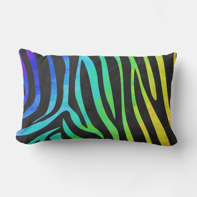 Coussin Rectangle Poster de animal Rainbow et Black Zebra tendance s (Recto)