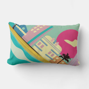 Coussin Rectangle Poster vintage des années 1980 à Miami