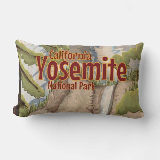 Coussin Rectangle Poster vintage Yosemite (Recto)