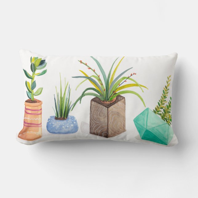 Coussin Rectangle Pot de succulents (Recto)