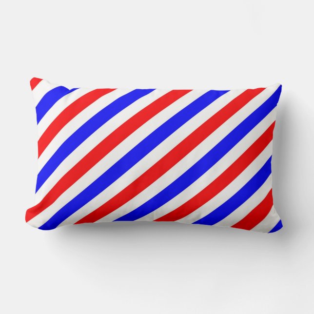Coussin Rectangle Poteau en barbier Rouge Blanc Bleu (Recto)