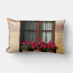 Coussin Rectangle Pots de fleurs de fenêtre dans un village