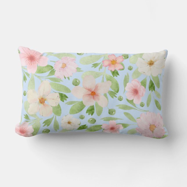 Coussin Rectangle Poulain à motif floral pastel (Recto)