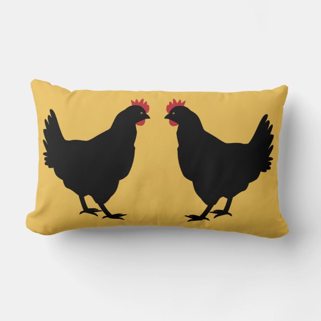 Coussin Rectangle Poules noires (Recto)