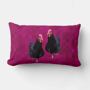 Coussin Rectangle Poulet noir réversible,