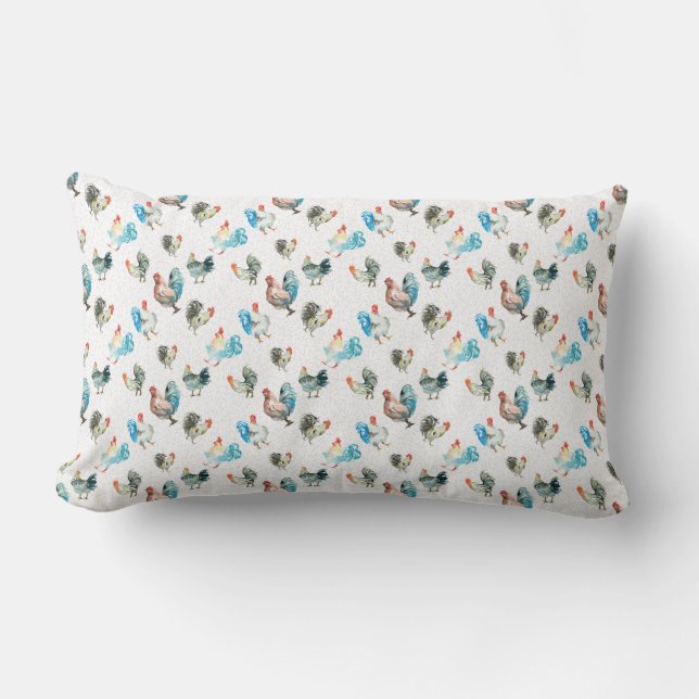 Coussin Rectangle Poulets Amateurs De Poules De Pays (Recto)