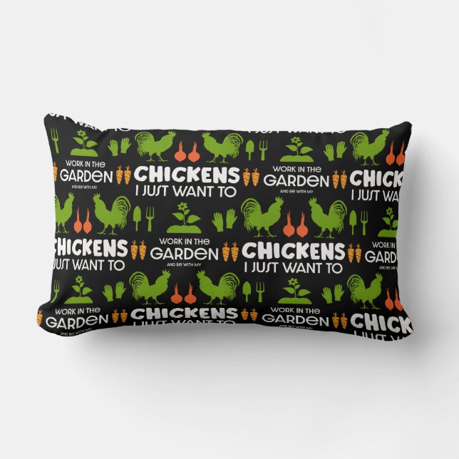 Coussin Rectangle Poulets Et Jardinage (Recto)
