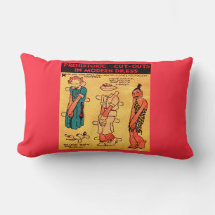 Coussin Rectangle Poupée en papier de bande dessinée des années 1930