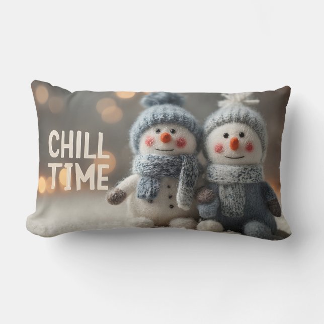 Coussin Rectangle Poupées moelleuses motoneiges mignonnes avec Casqu (Recto)
