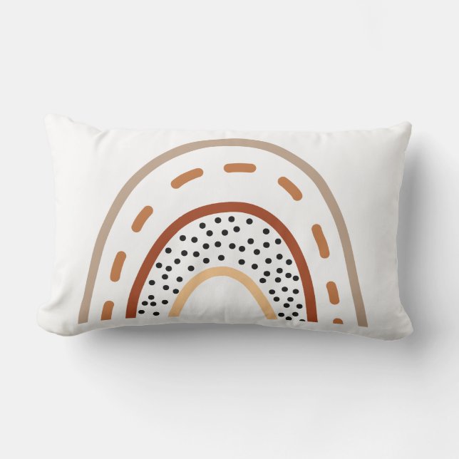 Coussin Rectangle Pouponnière Boho Rainbow Cushion en couleur terre (Recto)