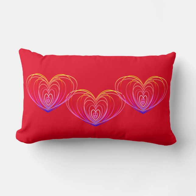 Coussin Rectangle Pour la Saint Valentin avec les coeurs avant et ar (Recto)