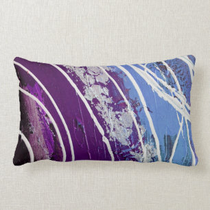 Coussin Rectangle Pourpre et art abstrait peint par bleu