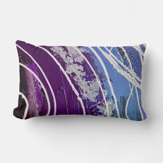 Coussin Rectangle Pourpre et art abstrait peint par bleu (Recto)