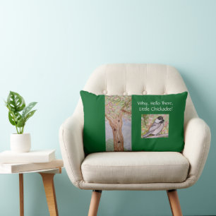 Coussin Rectangle Pourquoi Bonjour il ya Little Chickadee Forest Gre