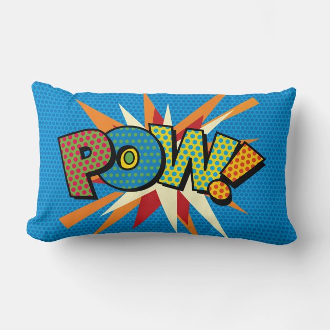 Coussin Rectangle POW Amusant Rétro Bande Dessinée Pop Art (Recto)