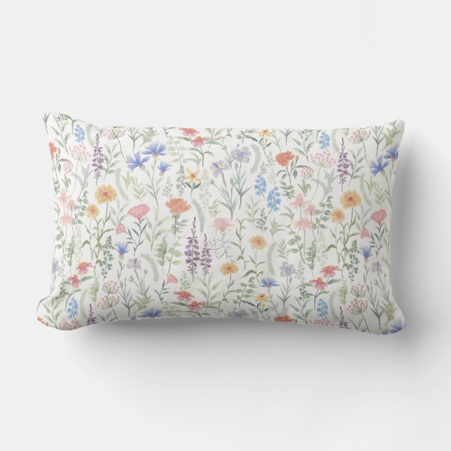 Coussin Rectangle Prairie de fleurs sauvages coquette  (Recto)